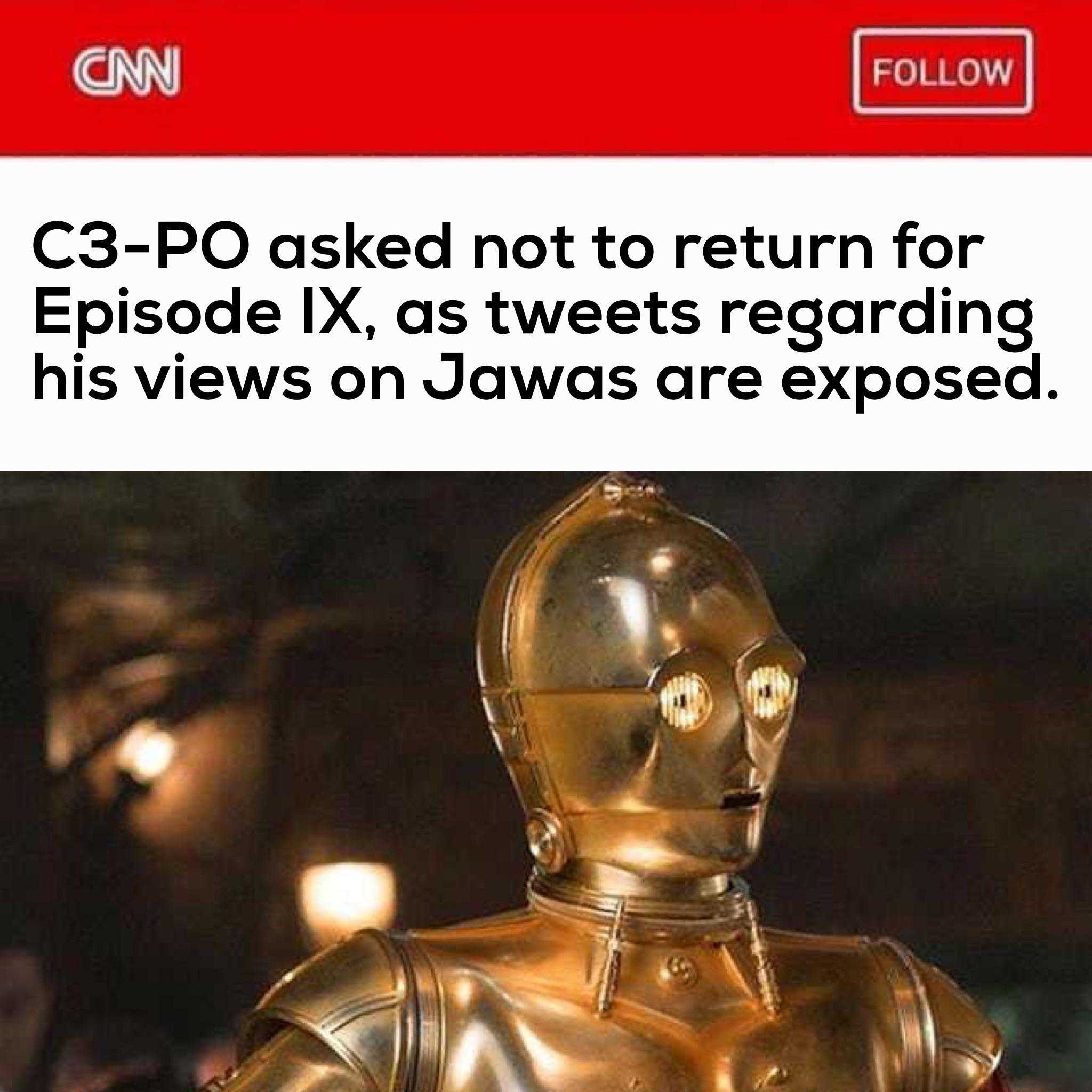 image of a gold robot with a caption of the news