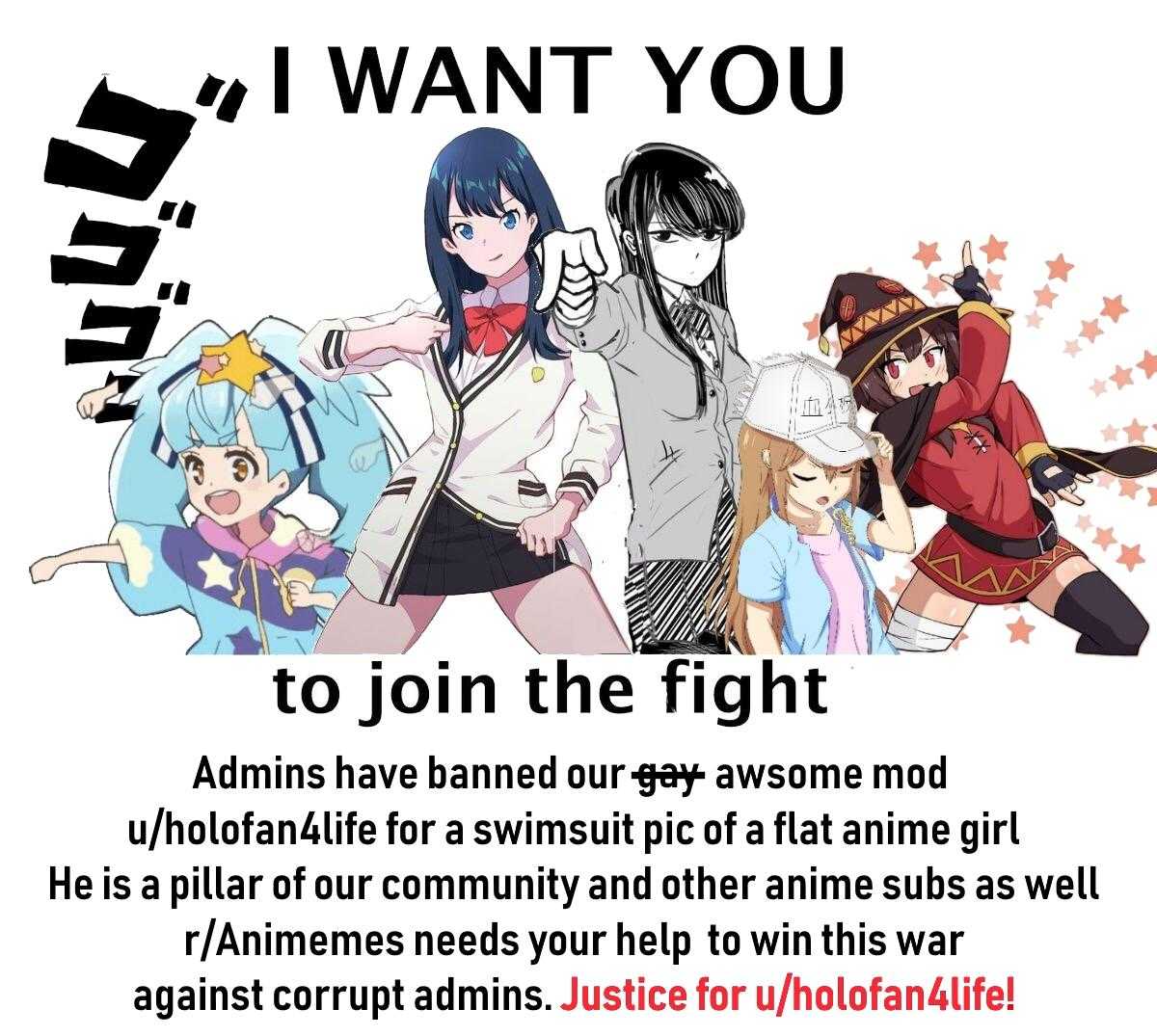 a poster with a picture of a group of anime characters