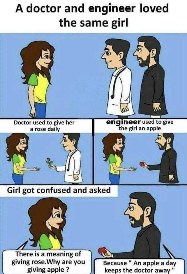 a cartoon of a woman talking to a man about the doctor and the same girl