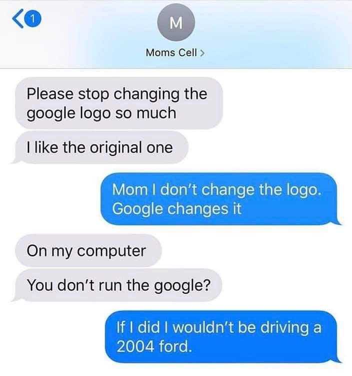 a close up of a text message from a mom about her new computer