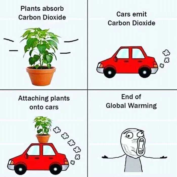 a cartoon of a car with a plant on top of it