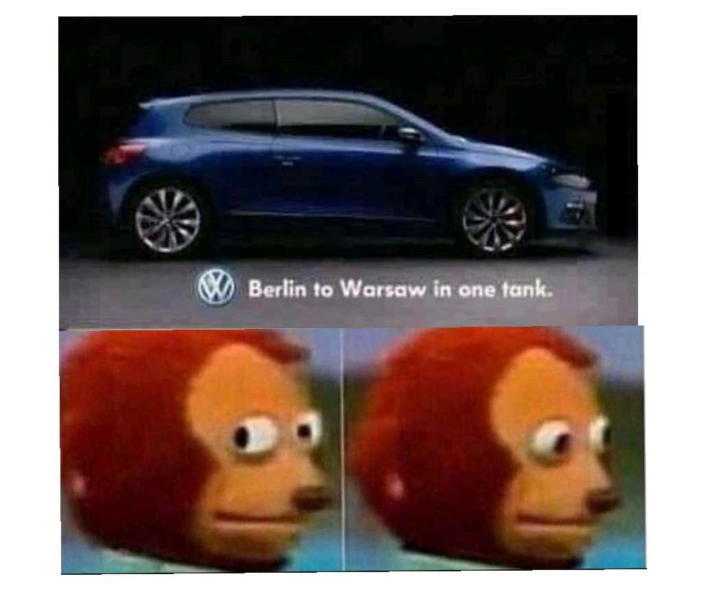 a picture taken from a volkswagen ad shows a monkey with a car in the background