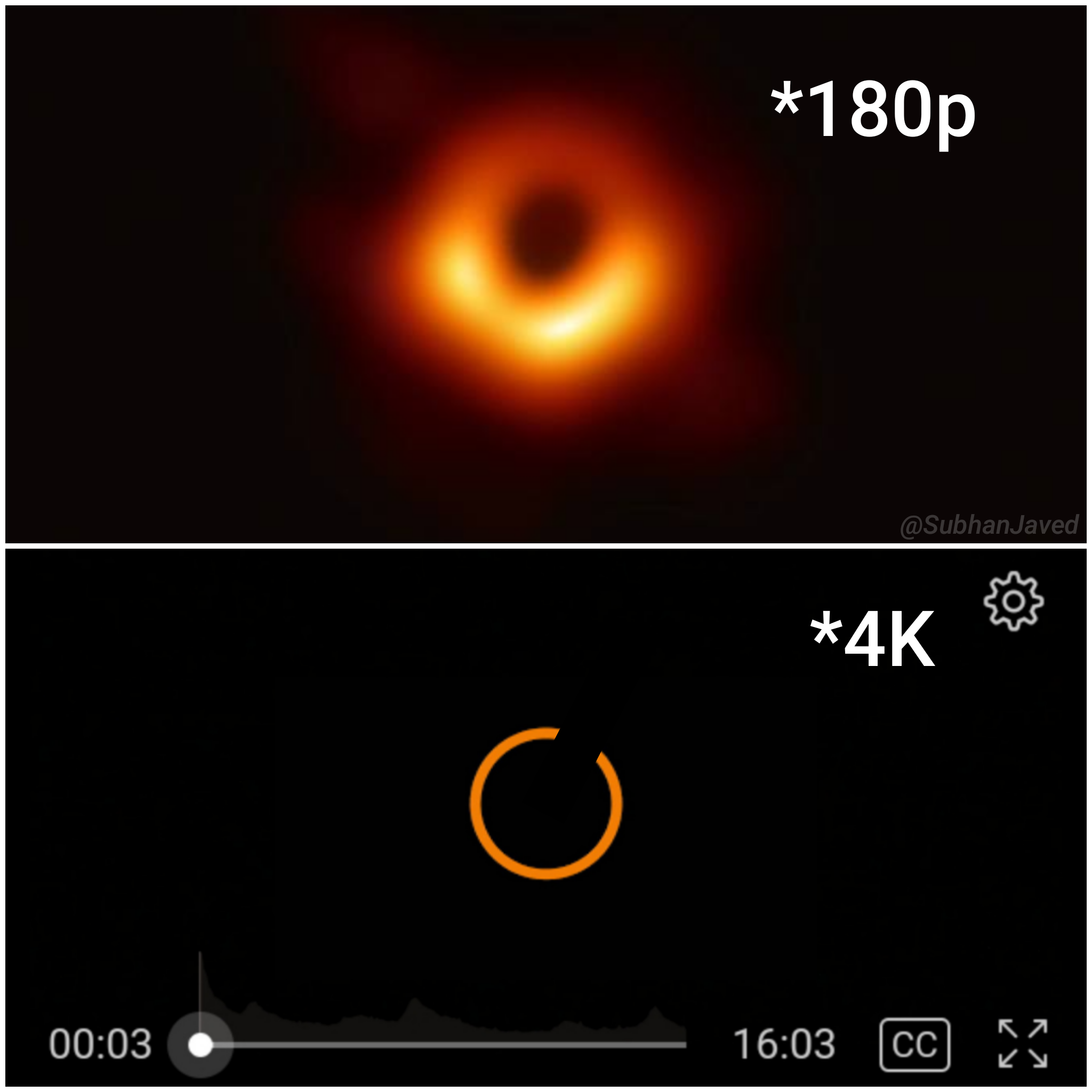 a close up of a black hole with a black circle in the middle