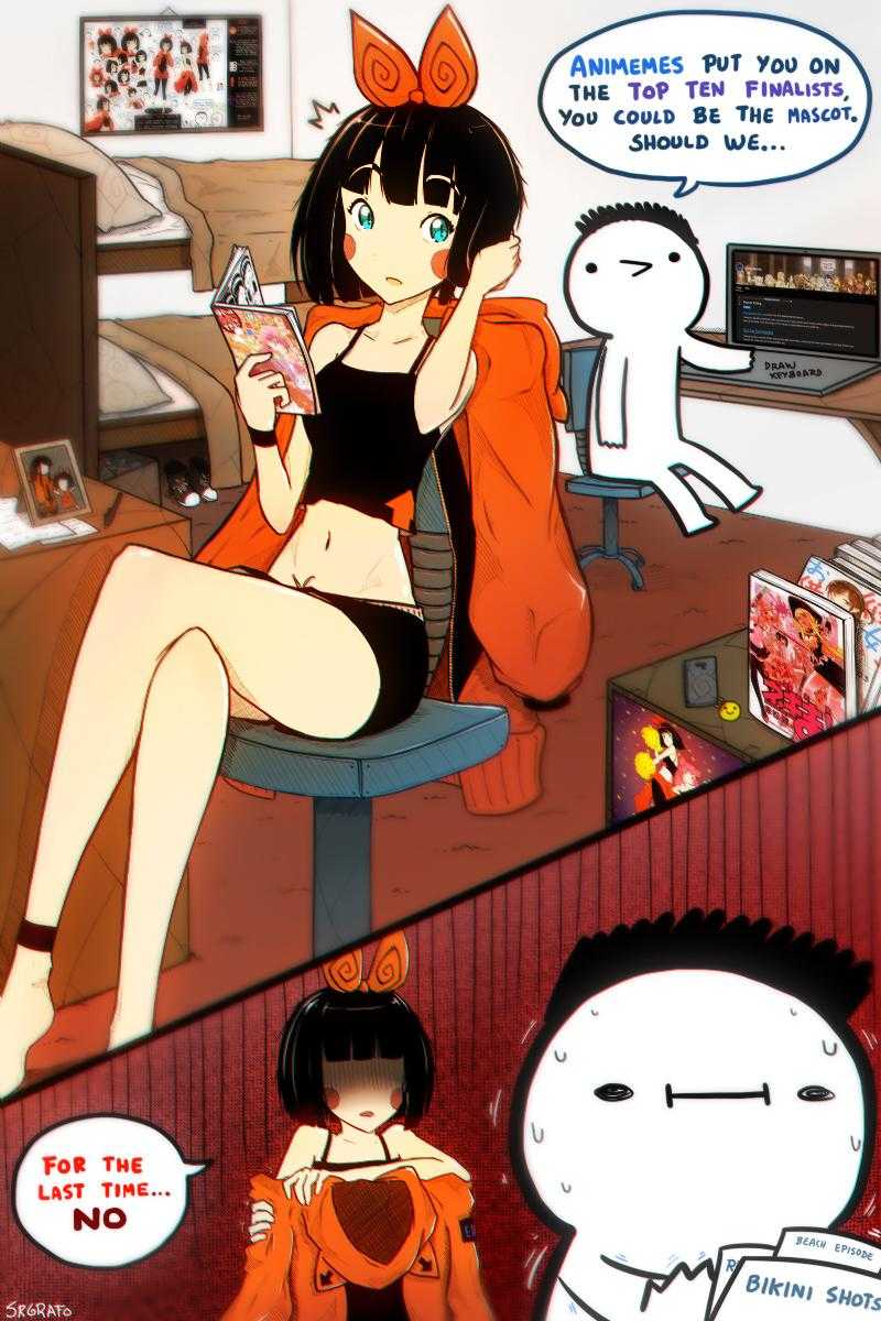 anime comics of a woman sitting on a chair with a cell phone