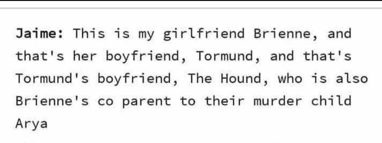 a black and white photo of a text that reads, ' this is my girlfriend brine and that ' s her boyfriend, tomund, and that ' s tomund, tomund, tomund, tomund, tomund, tomund, tom