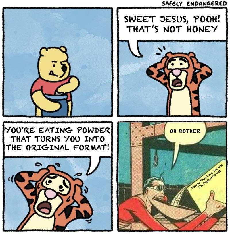 cartoon of a comic strip with a cartoon of a person in a tiger costume