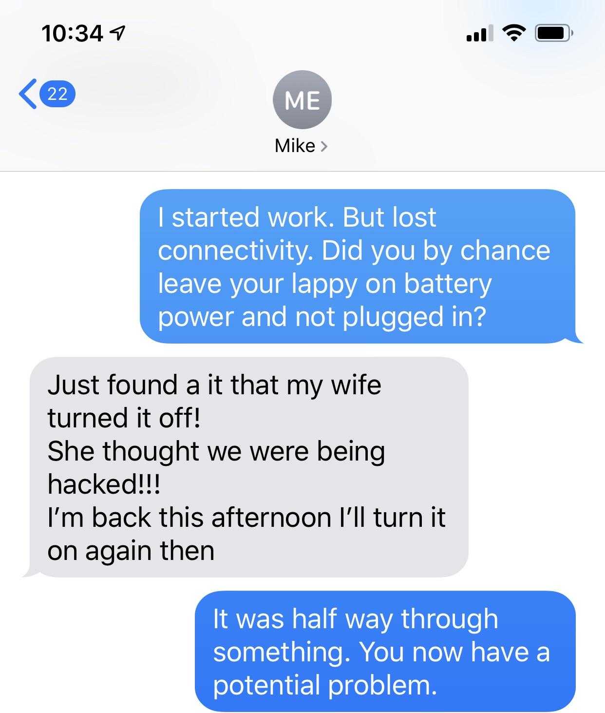 a close up of a text message from a person who is on a cell phone