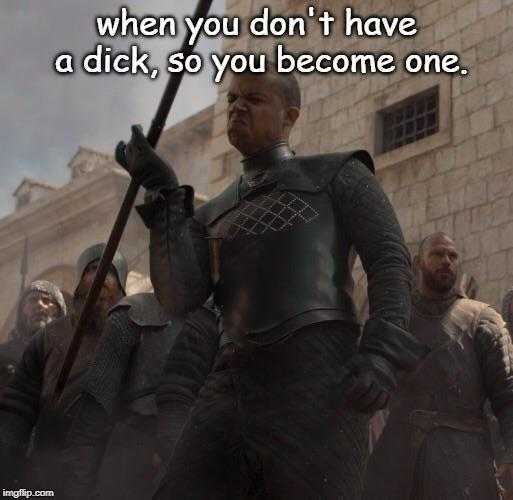 a picture taken from a game of thrones meme of a man in armor holding a sword