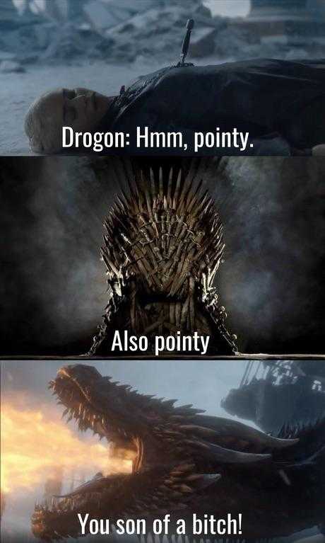 a picture taken from a game of thrones meme with a caption of a dragon and a man