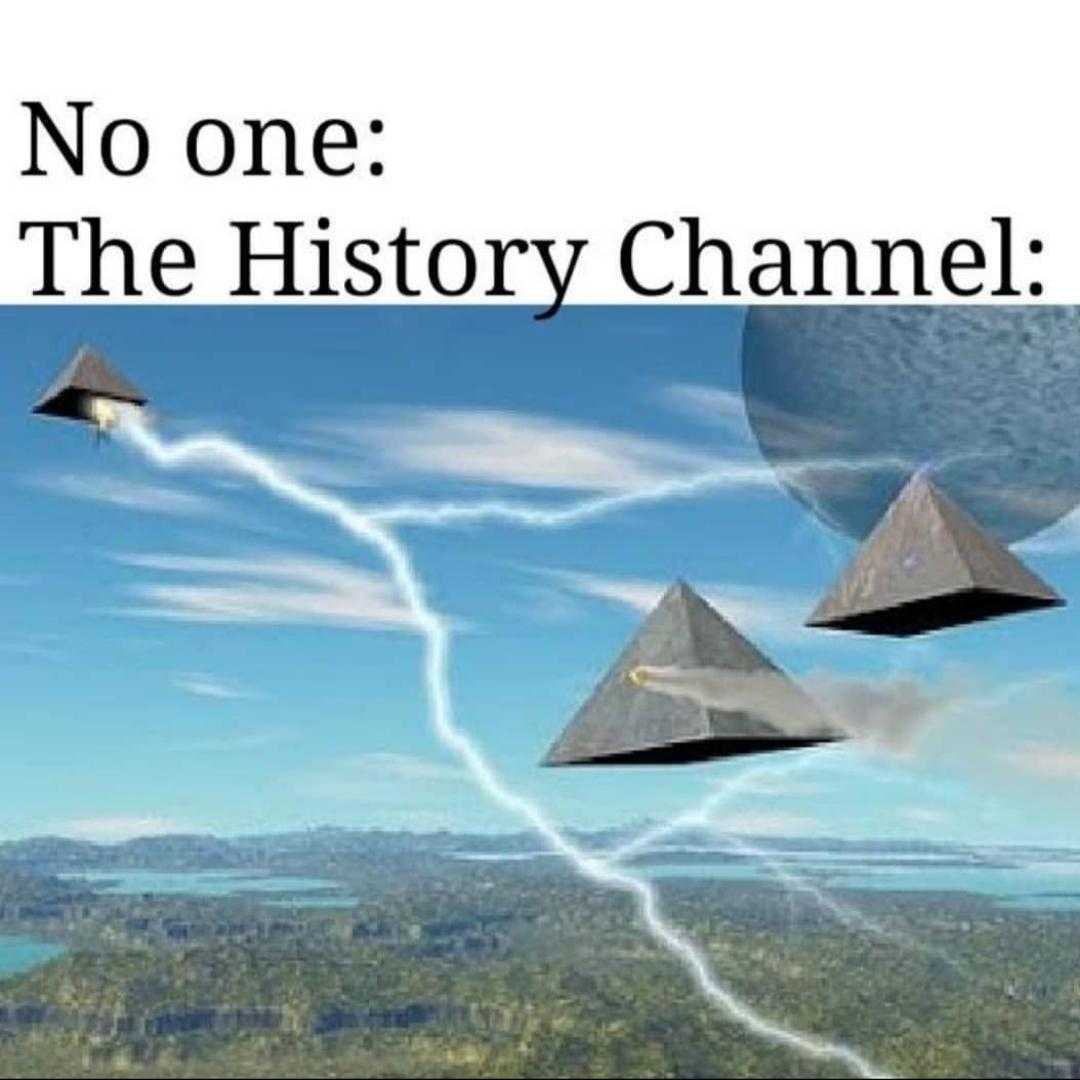 there are three pyramids flying in the sky with a lightning bolt coming out of them