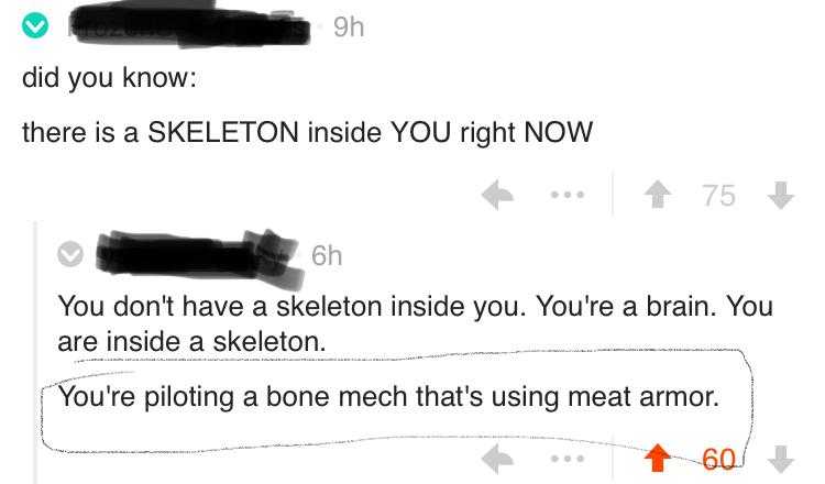 a close up of a text message with a picture of a skeleton