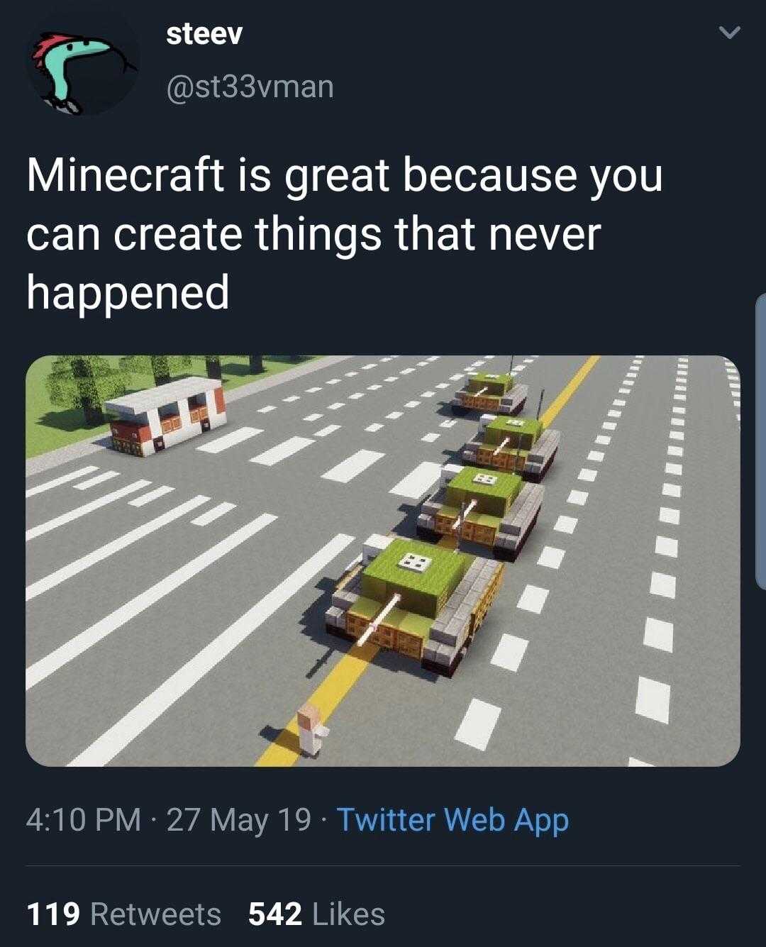 a screenshot of a tweet with a picture of a street and a building