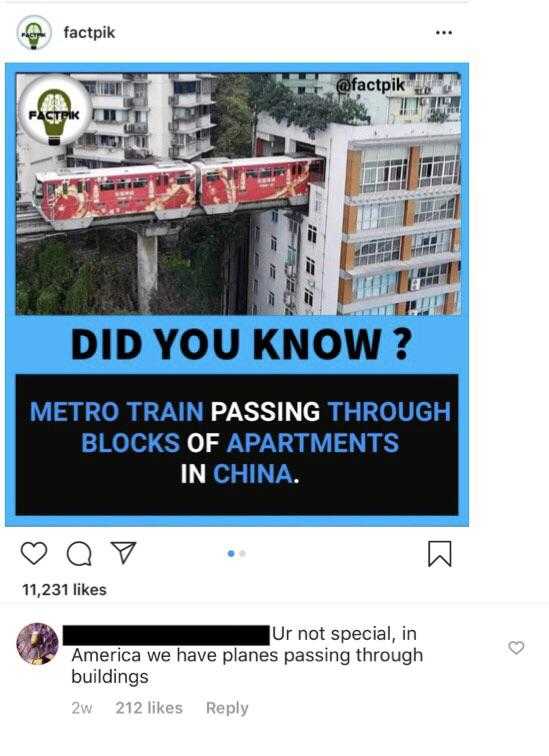 a screenshot of a train passing through a city with a caption of a train passing through a bridge