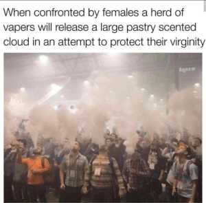 there are many people standing in a room with smoke coming out of them