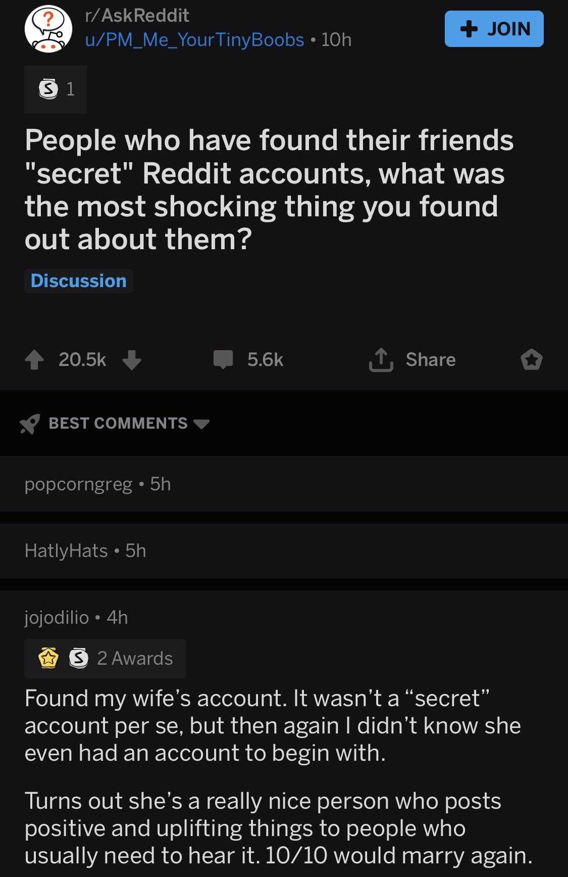 a screenshot of a twee with a caption of a person who has found their friends ' secret reddit accounts