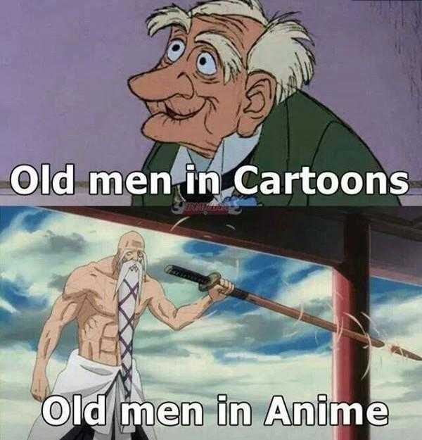 cartoon of old men in cartoons old men in anime