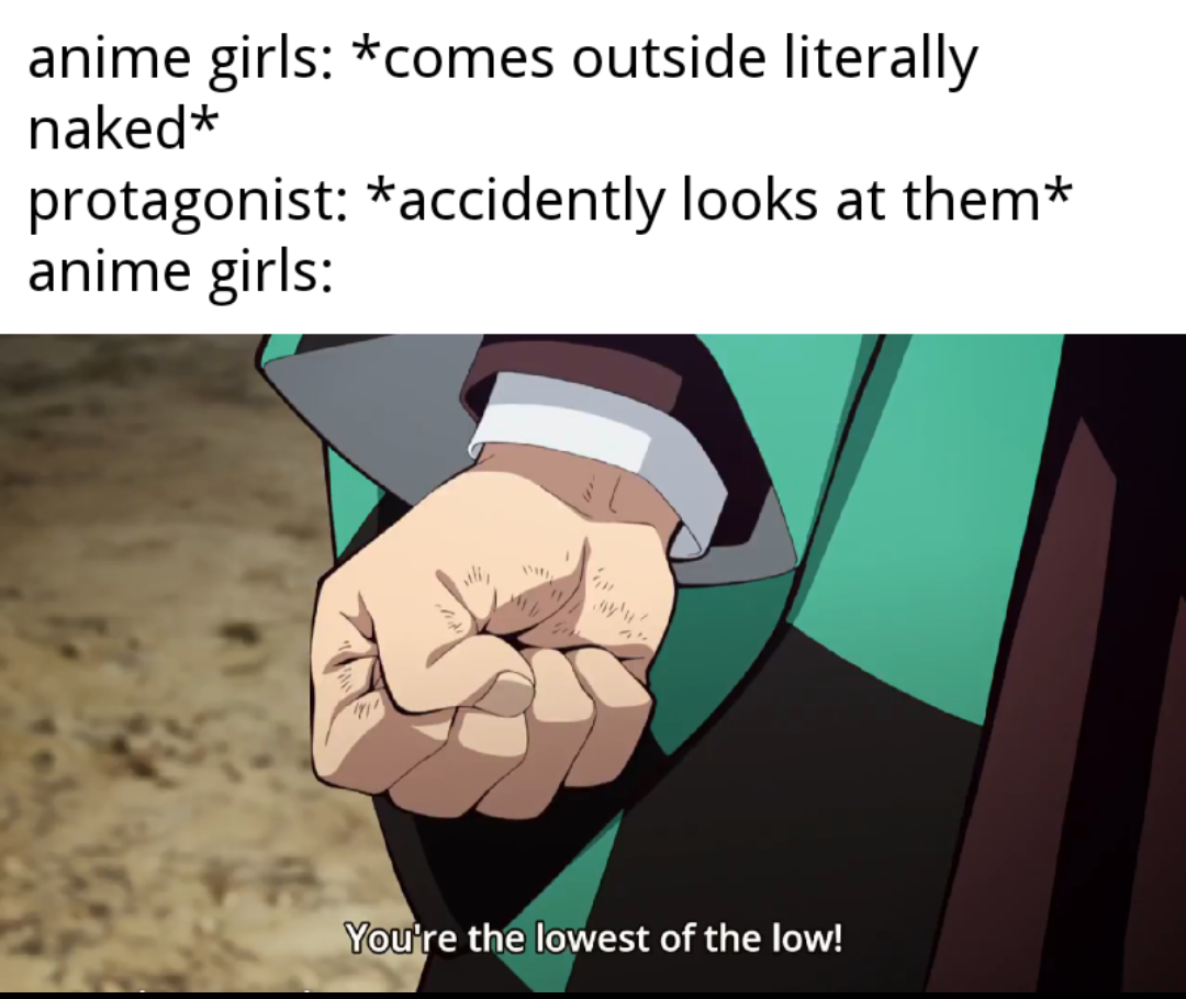 anime girls comes outside literally, protagonist accidentally looks at them + anime girls