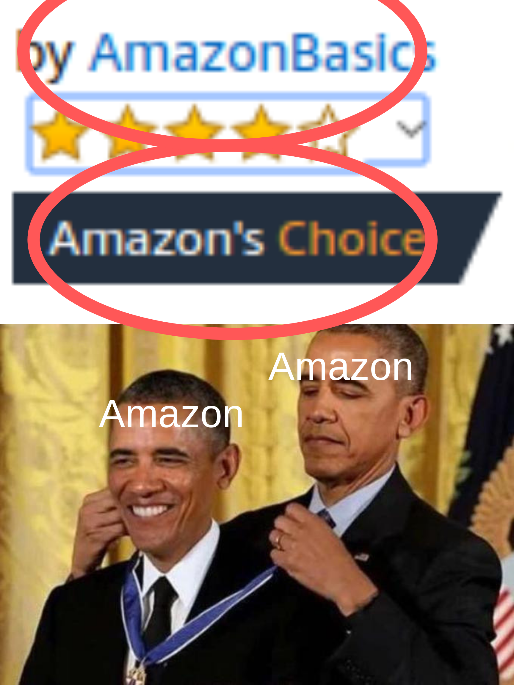 a close up of two pictures of president obama and the amazon logo