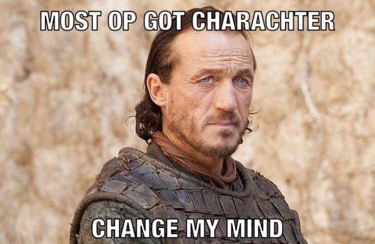 a close up of a man in armor with a caption of the words, most of got character change my mind