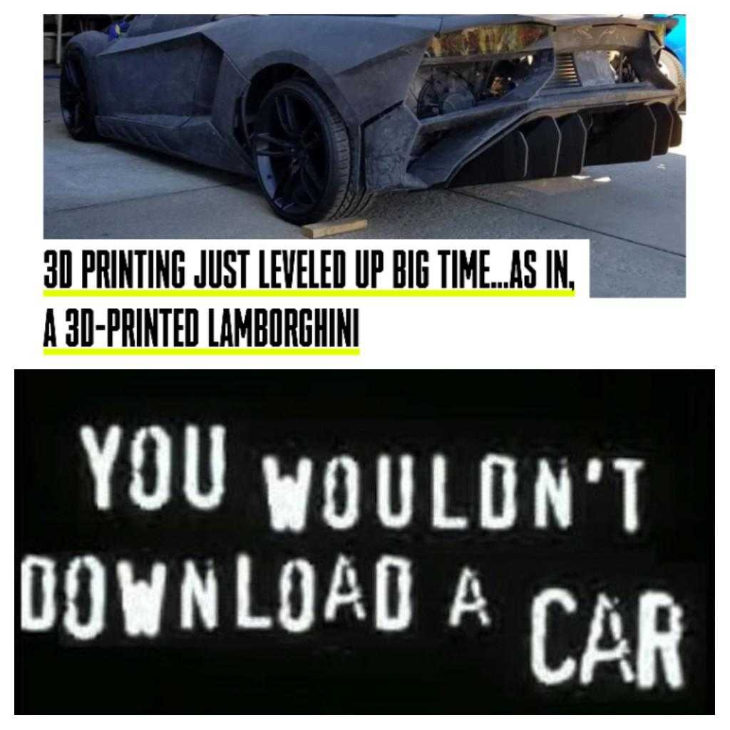 a picture of a car with a sign that says, you wouldn ' t download a car