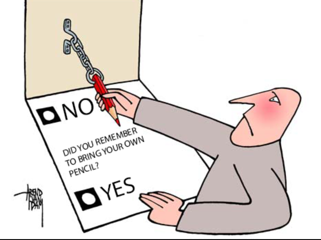 a cartoon of a man holding a pen and writing on a piece of paper