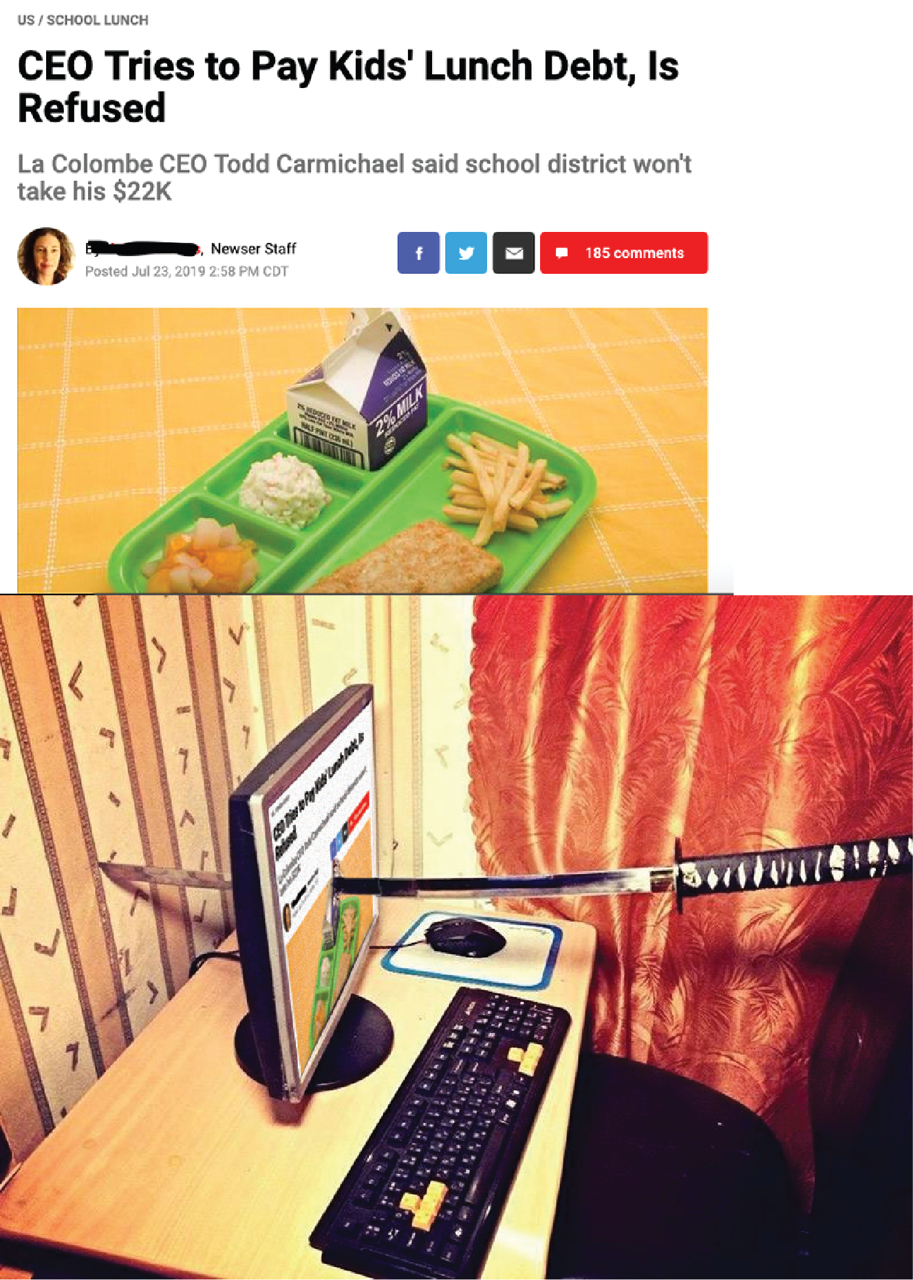 there is a picture of a computer and a keyboard on a desk