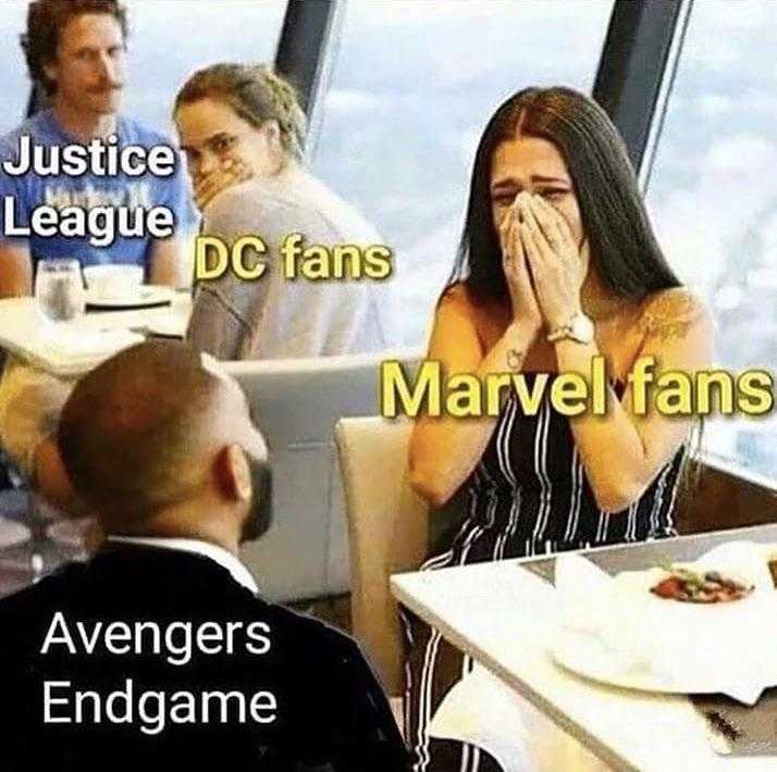 avengers endgame meme with a woman covering her face