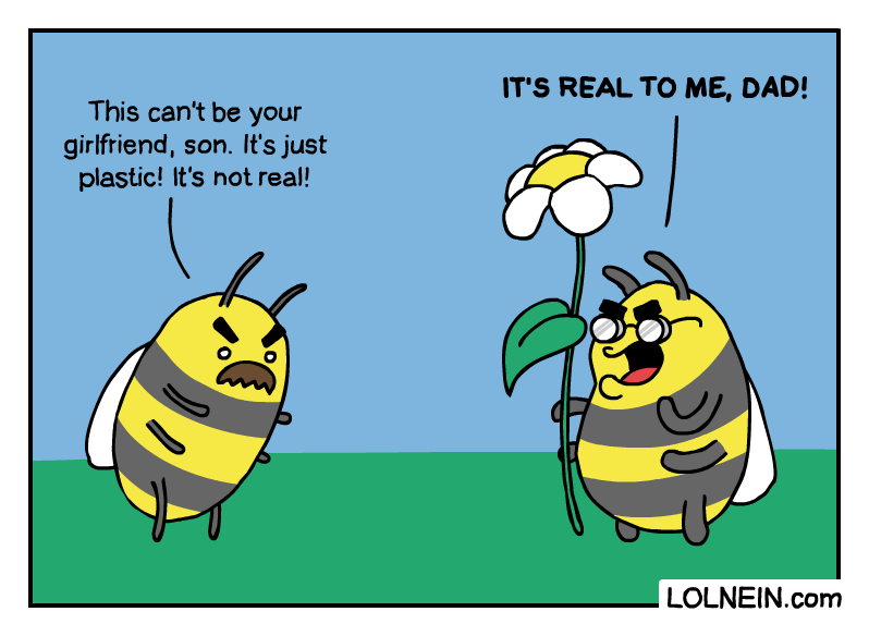 cartoon of a bee and a bee with a flower in their hands