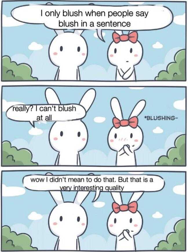 a cartoon of two rabbits with a bow on their head and a speech bubble above them