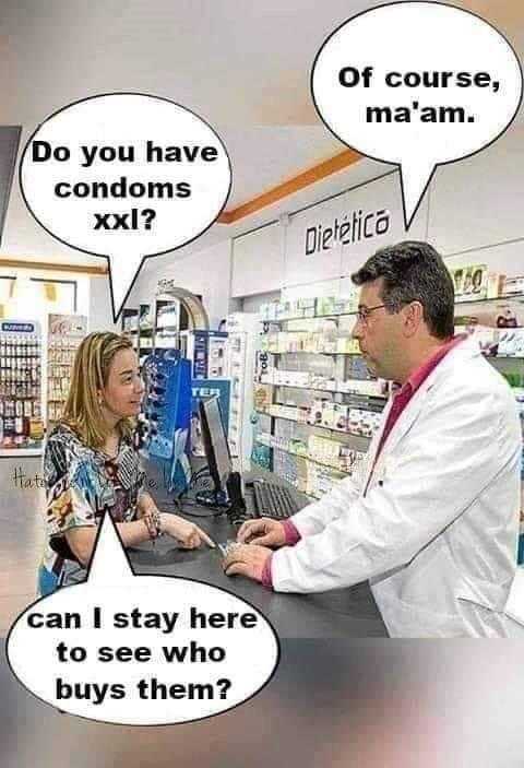 image of a woman talking to a man in a pharmacy shop