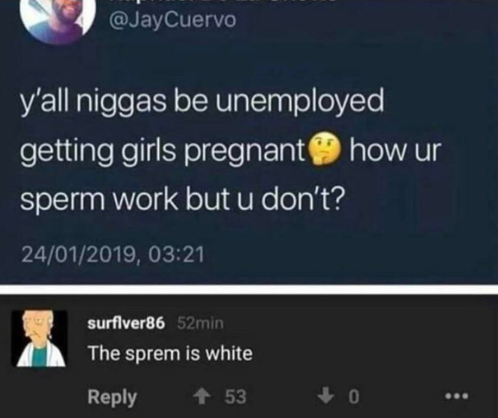 a tweet with a picture of a woman saying, ' why all miggas be unemployeded getting