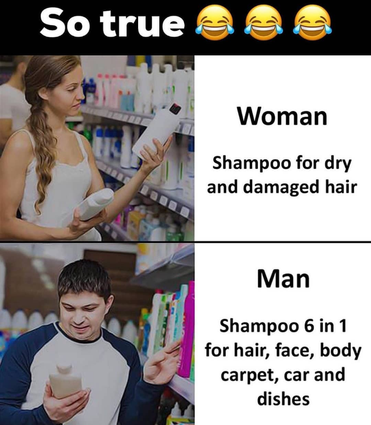 woman shaming her hair and a man shaming his hair