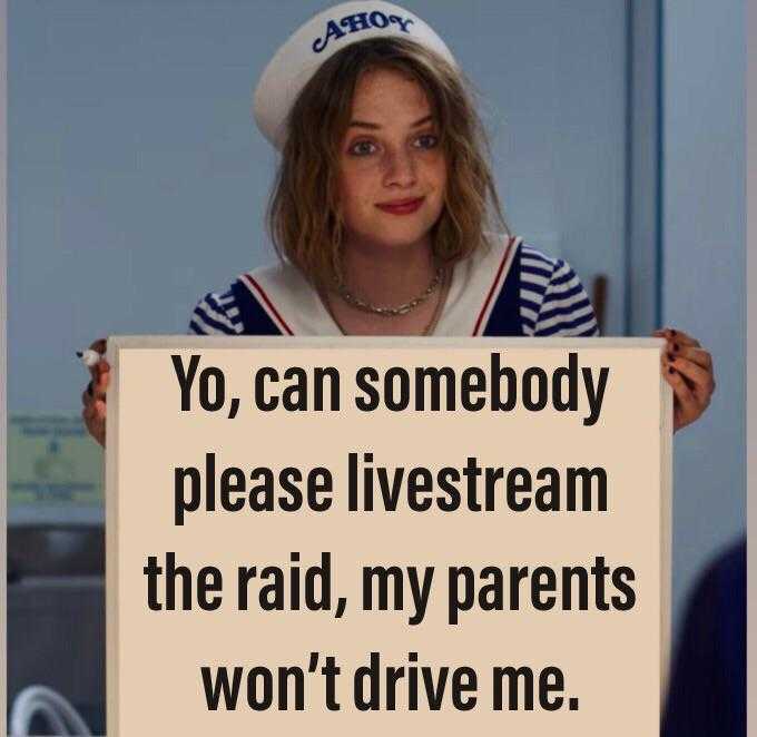 woman holding a sign that says, you can somebody please invest from the raid, my parents won ' t drive me