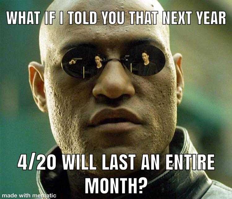 a close up of a person wearing sunglasses with a caption of what if told you that next year 4 / 9 will last an entire month?