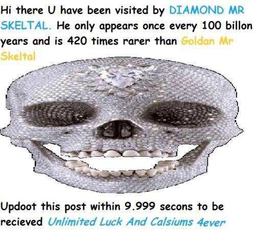 there is a picture of a skull with a diamond on it