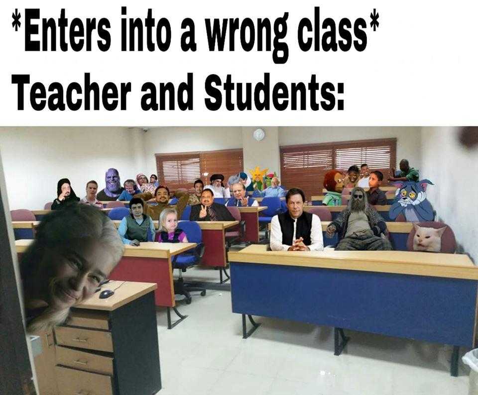 there is a picture of a classroom with a teacher and students