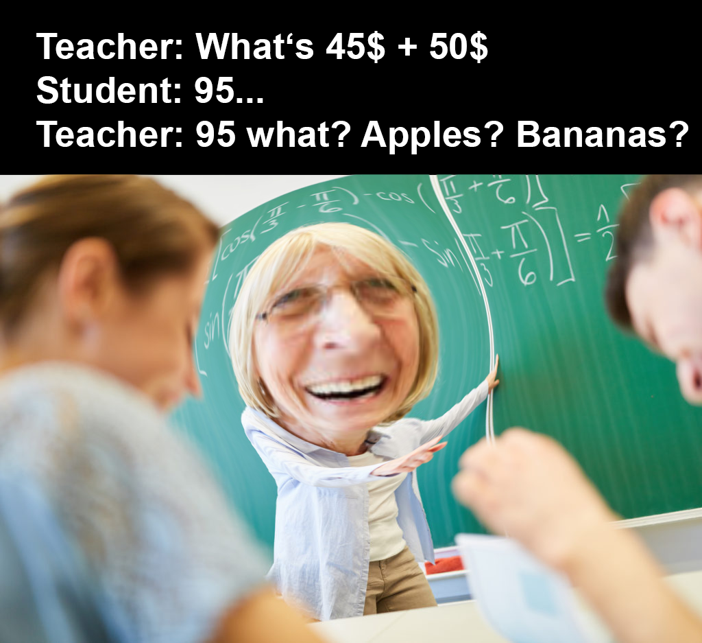 there is a woman that is smiling in front of a blackboard