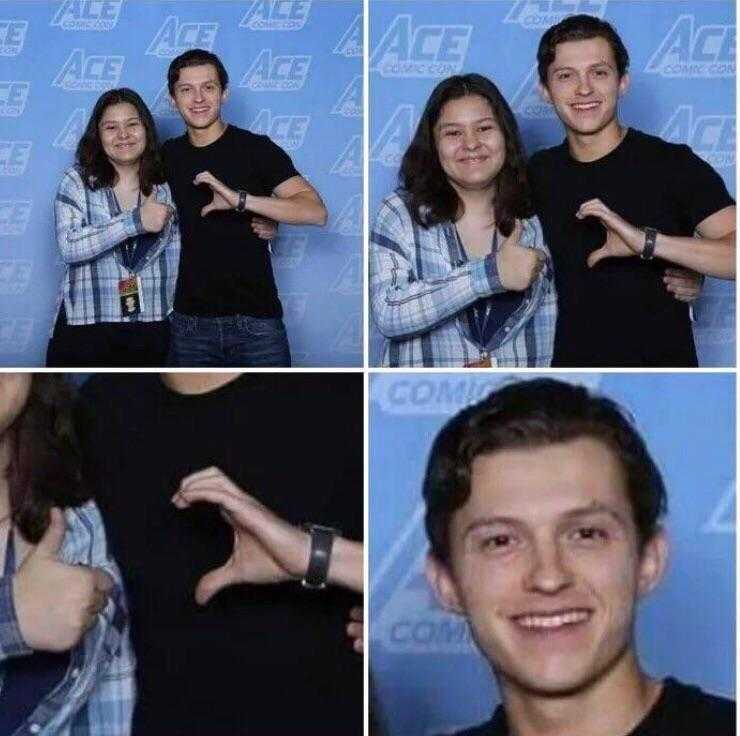 collage of a man and woman making a heart sign