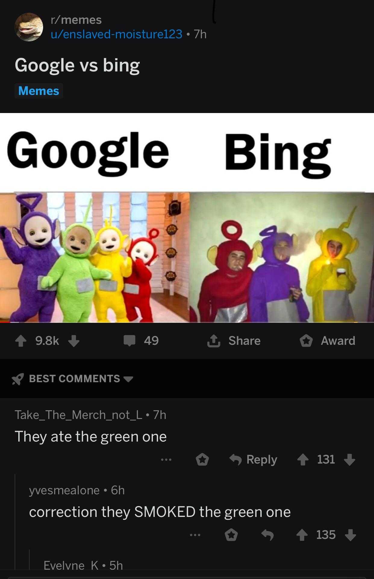 a screenshot of a group of cartoon characters with the caption of google bing