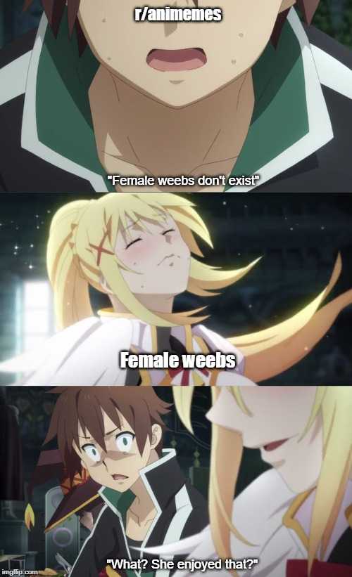 anime memes female webs don ' t exist female needs why she enjoyed that