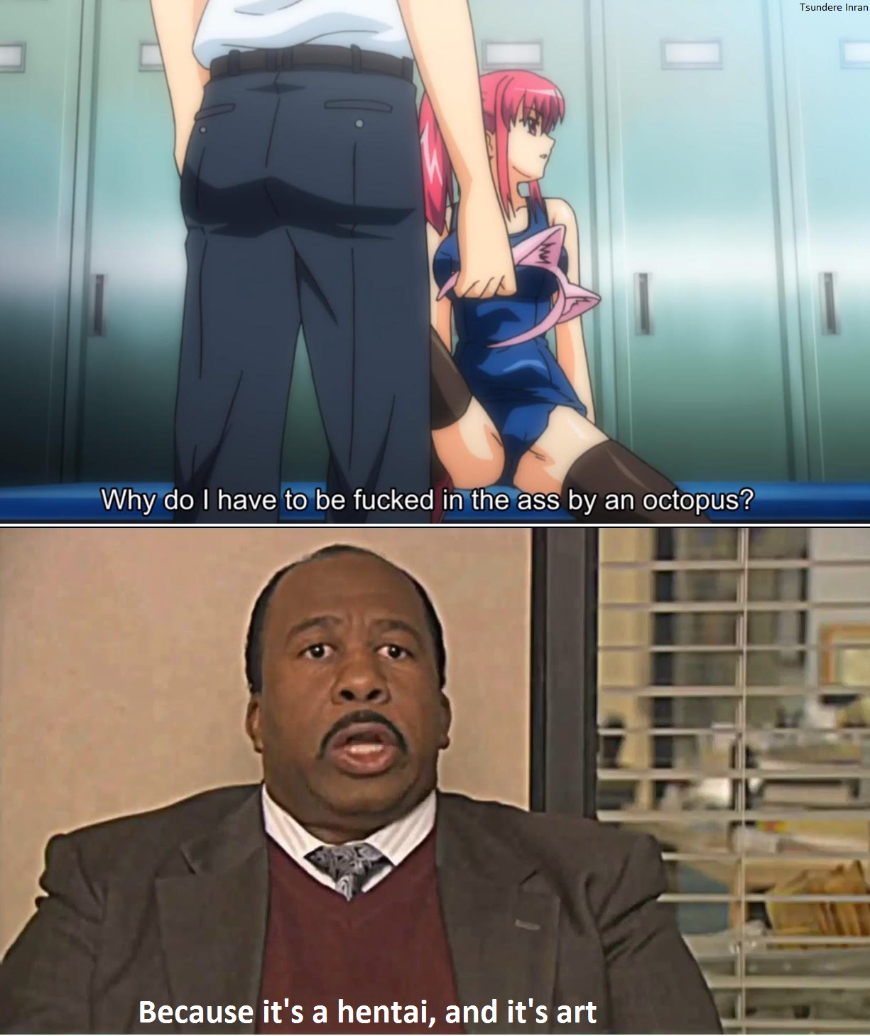 anime meme of a man in a suit and tie with a woman in a school uniform