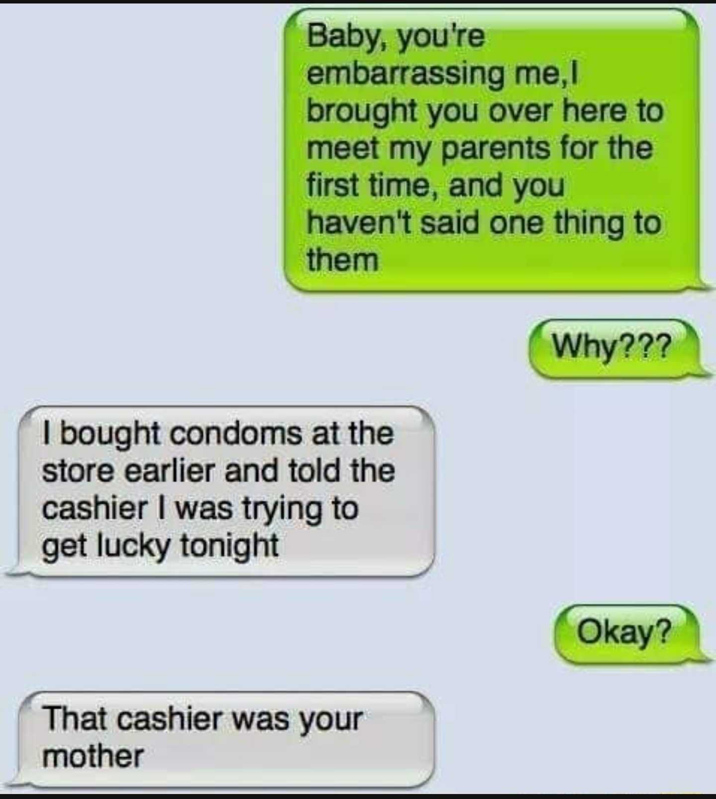 a close up of a text message from a person who is trying to get her a cashier