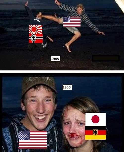 there are two pictures of a man and a woman with a flag on them