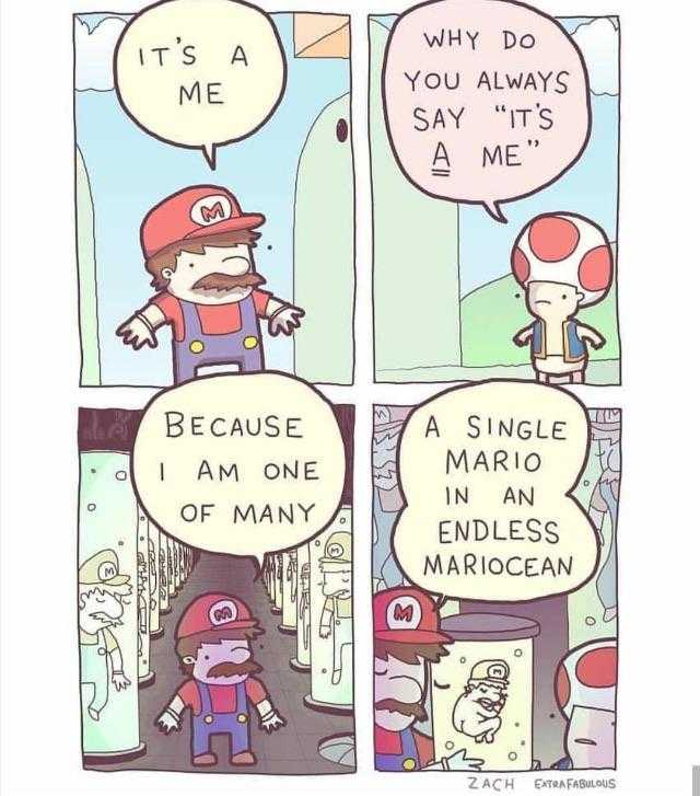 a cartoon of a comic strip with a cartoon of a mario and a cartoon of a man