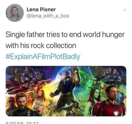 a tweet with a picture of a bunch of avengers characters