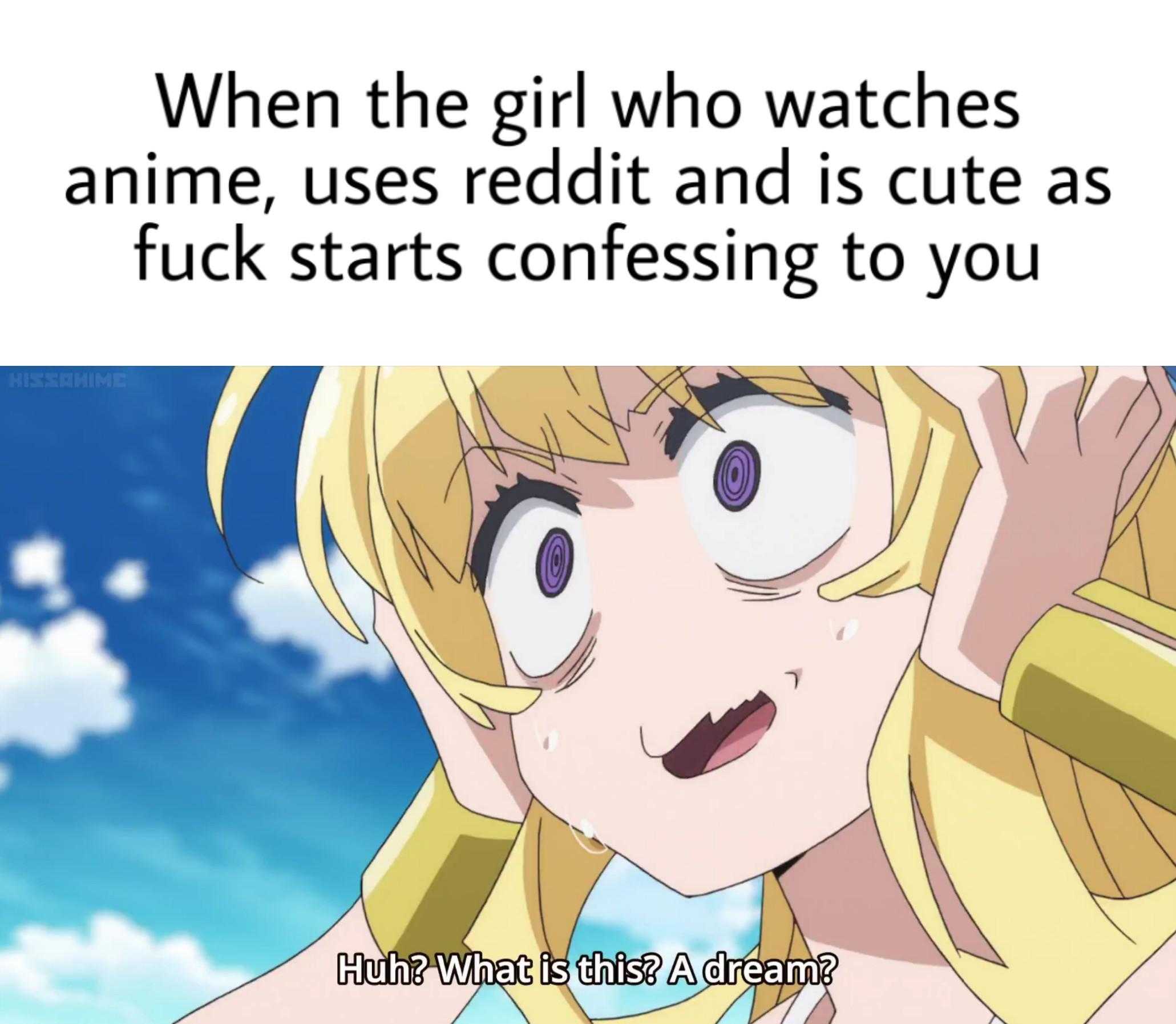 anime girl with blonde hair and big eyes looking at something