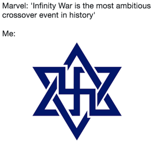 a picture of a star of david with the words marvel infinity war is the most ambitious crossover event in history