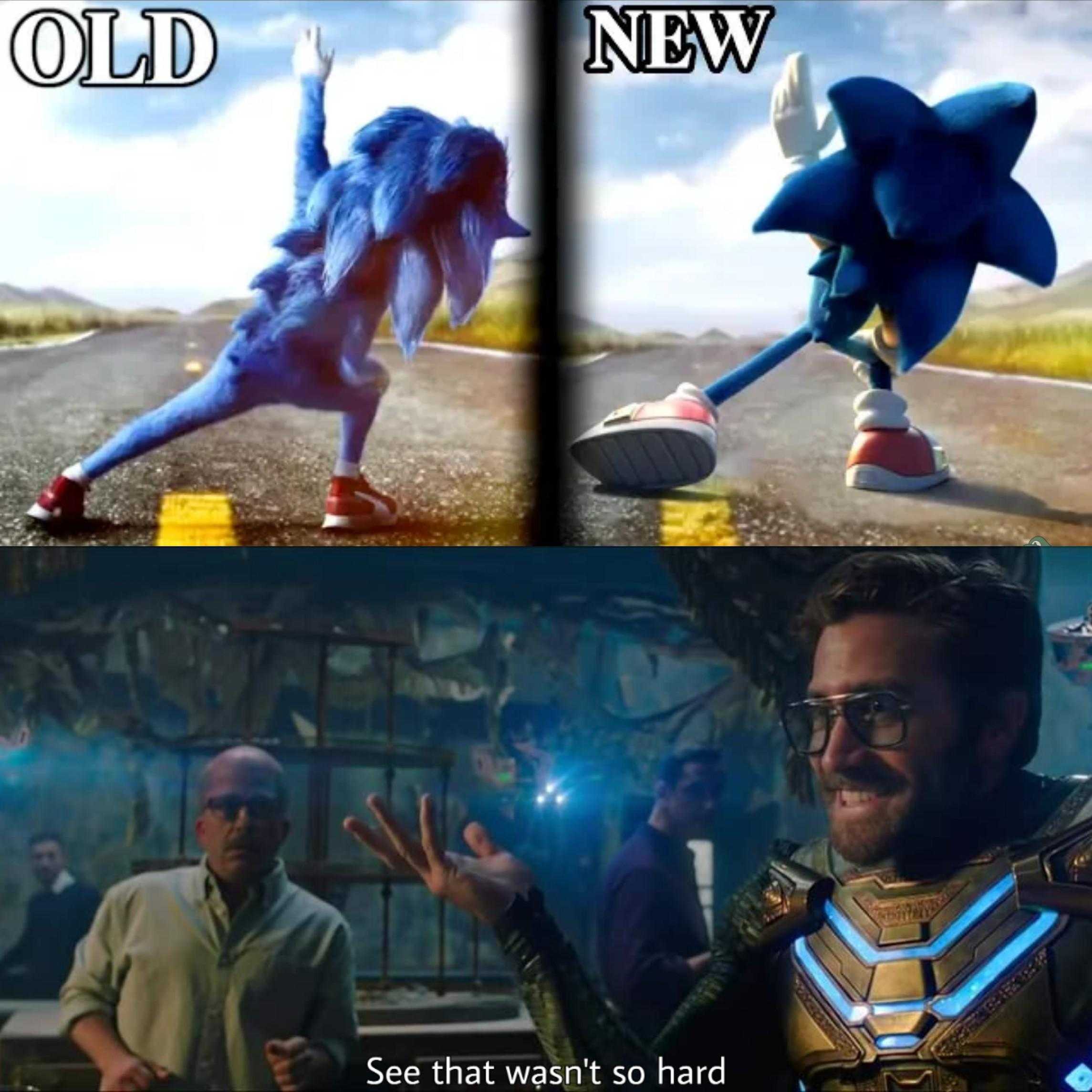 a close up of two pictures of a person with a blue sonic costume