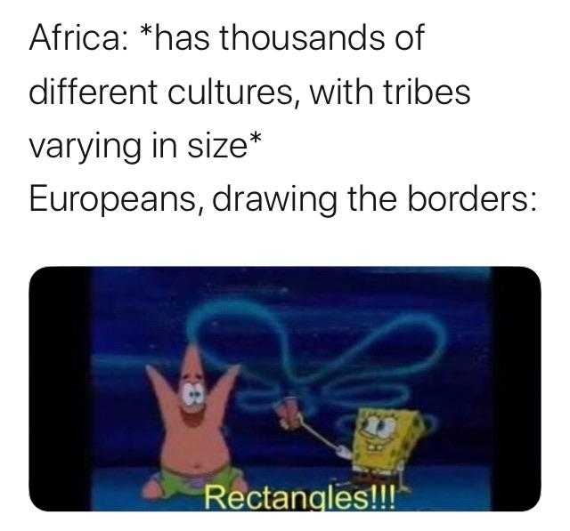 a cartoon picture of a sponge sponge with a caption saying africa has thousands of different cultures, with tribes