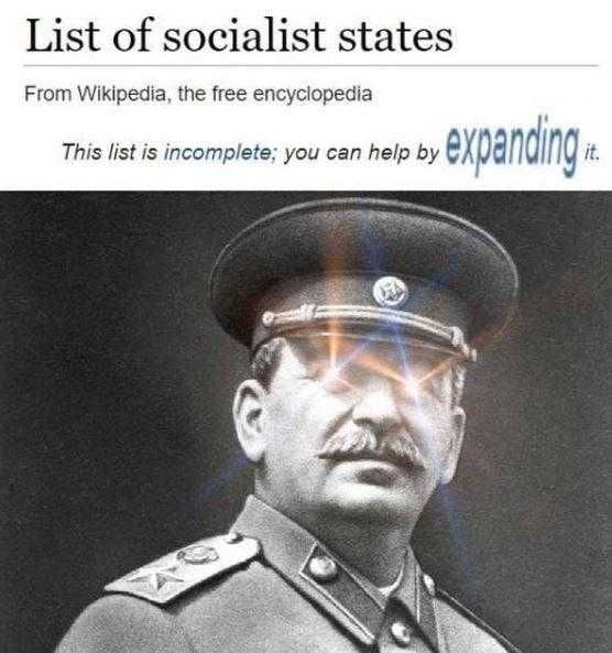 image of a man in a military uniform with a caption of a list of socialist states